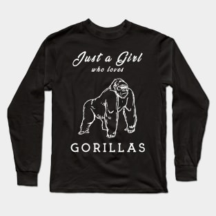 Cute Gorilla T-Shirt, Gift For Animal Lover, Women, Men, Girl, and Boy Long Sleeve T-Shirt